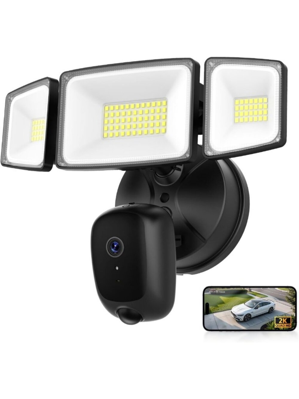 Outdoor Hardwired Floodlight Security Camera - Motion Sensor, Night Vision